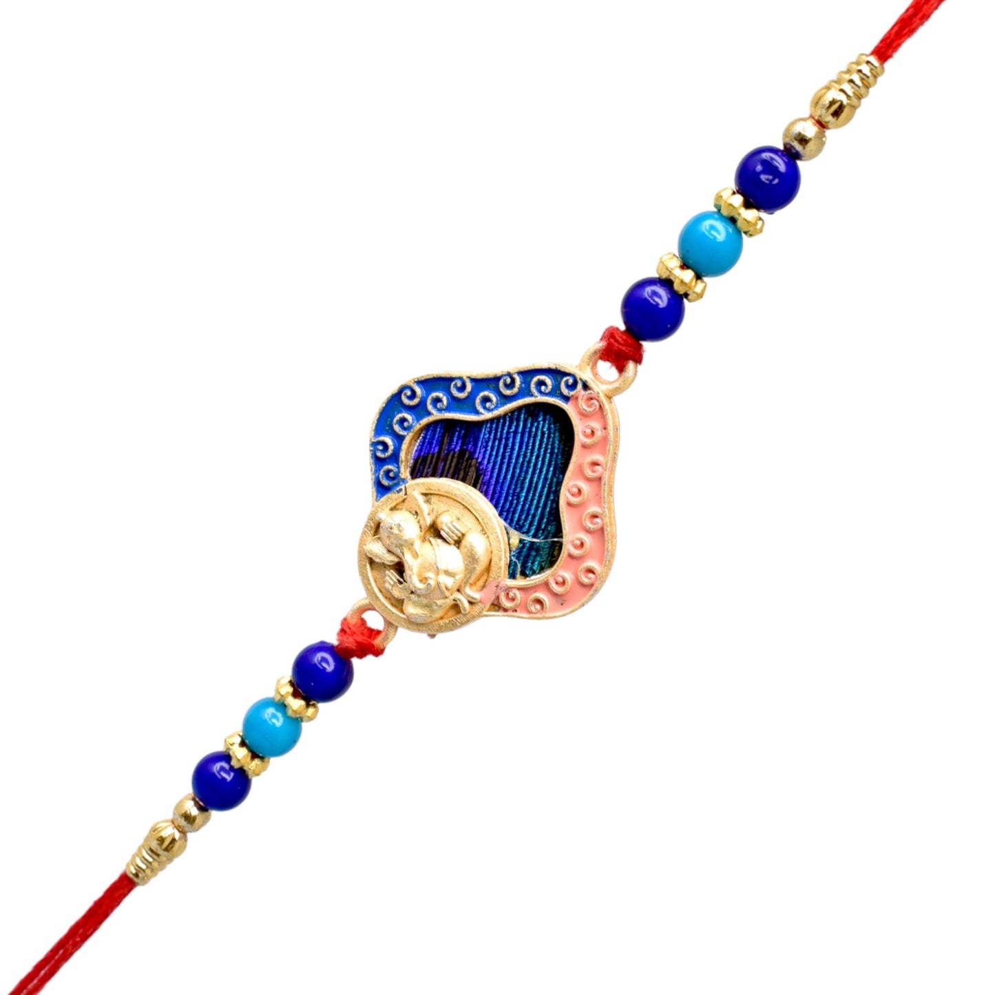 Fancy Krishana theme Morpankh Rakhi set with Roli Chawal & Card| rakhi for brother and bhabhi  kids| rakhi set of 2 | resin rakhi