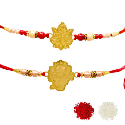 Divine Ganesha n Krishana Combo rakhi set with Roli Chawal & Card| rakhi for brother and bhabhi  kids| rakhi set of 2 | resin rakhi