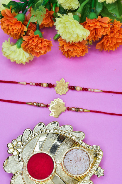 Divine Ganesha n Krishana Combo rakhi set with Roli Chawal & Card| rakhi for brother and bhabhi  kids| rakhi set of 2 | resin rakhi