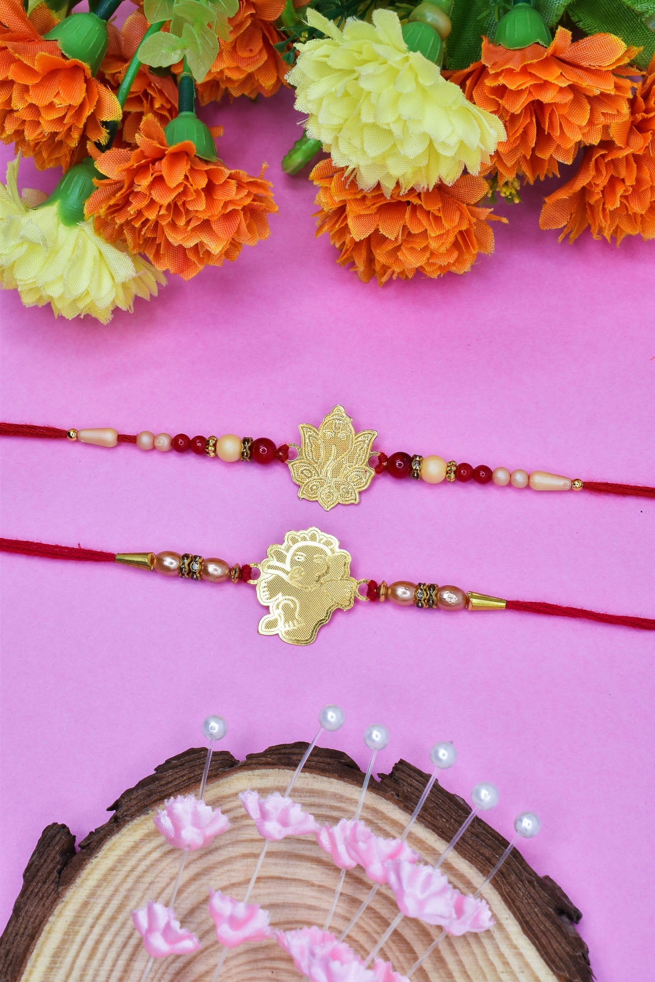 Divine Ganesha n Krishana Combo rakhi set with Roli Chawal & Card| rakhi for brother and bhabhi  kids| rakhi set of 2 | resin rakhi