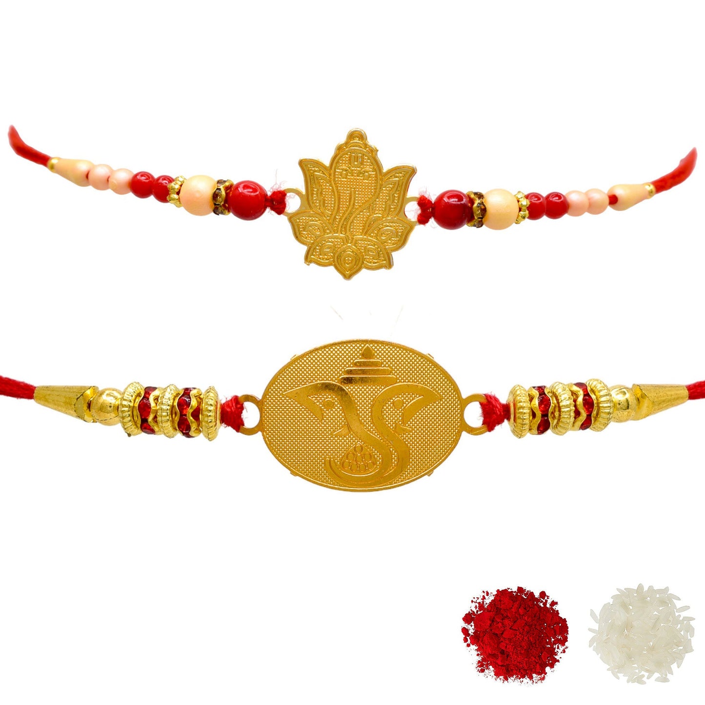 Divine Ganesha Combo rakhi set with Roli Chawal & Card| rakhi for brother and bhabhi  kids| rakhi set of 2 | resin rakhi