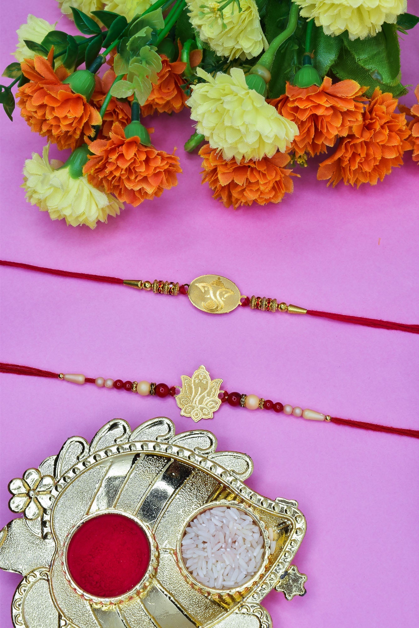 Divine Ganesha Combo rakhi set with Roli Chawal & Card| rakhi for brother and bhabhi  kids| rakhi set of 2 | resin rakhi