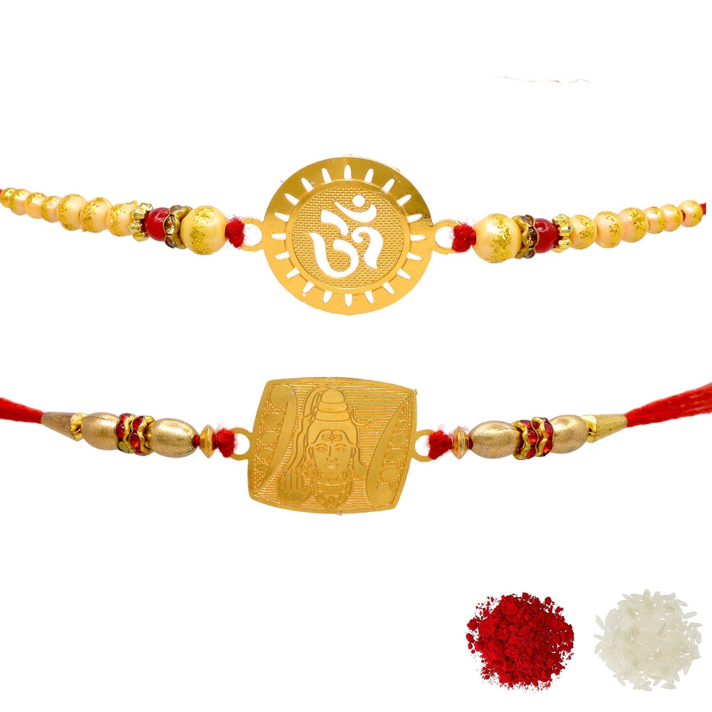 Glorious OM n Shiva Combo Rakhi set with Roli Chawal & Card| rakhi for brother and bhabhi  kids| rakhi set of 2 | resin rakhi