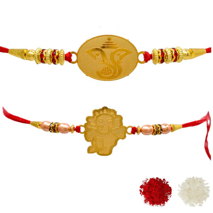 Divine Ganesha Combo Rakhi set with Roli Chawal & Card| rakhi for brother and bhabhi  kids| rakhi set of 2 | resin rakhi