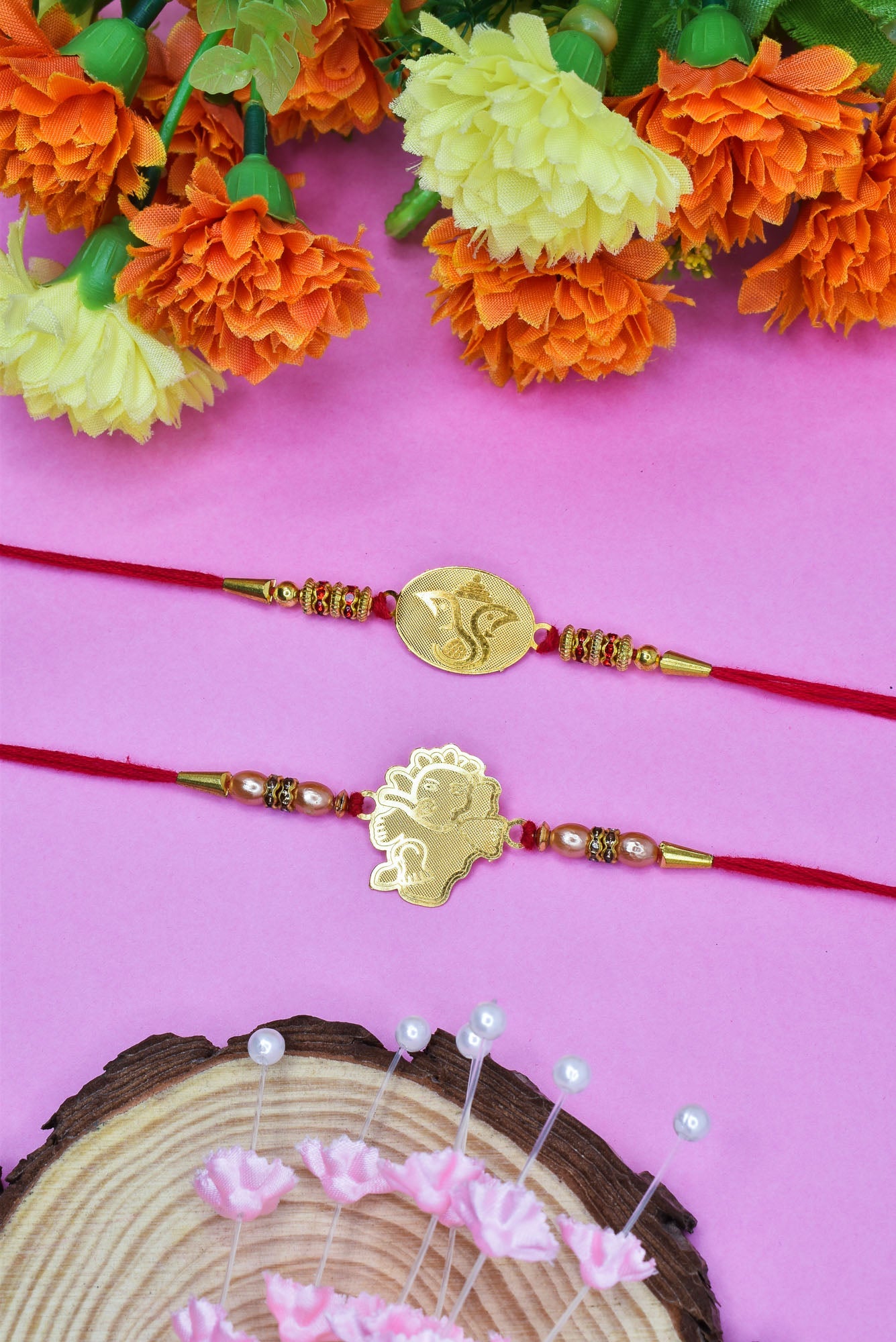 Divine Ganesha Combo Rakhi set with Roli Chawal & Card| rakhi for brother and bhabhi  kids| rakhi set of 2 | resin rakhi