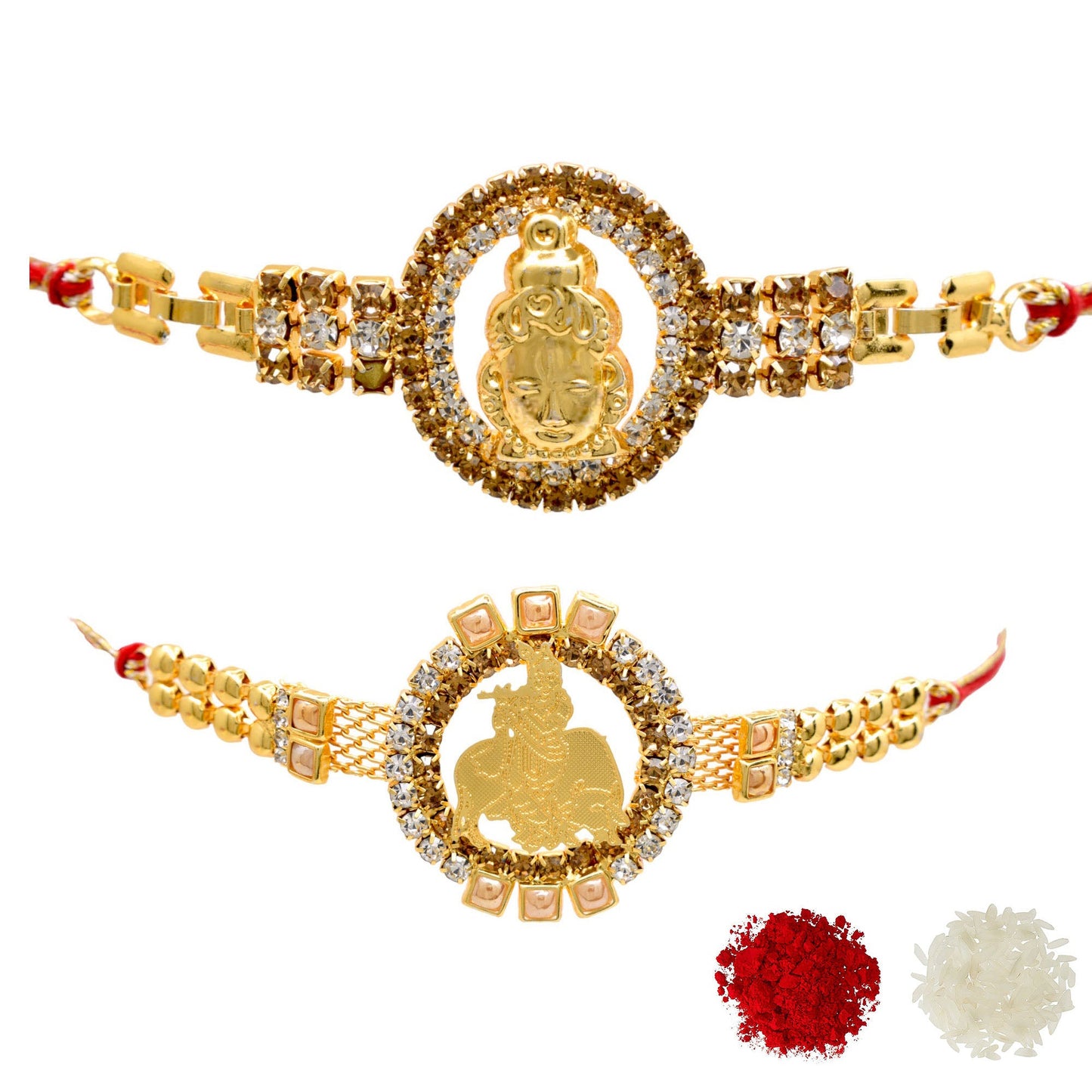 A.D Bracelate Krishana Rakhi Combo Rakhi set with Roli Chawal & Card| rakhi for brother and bhabhi  kids| rakhi set of 2 | resin rakhi