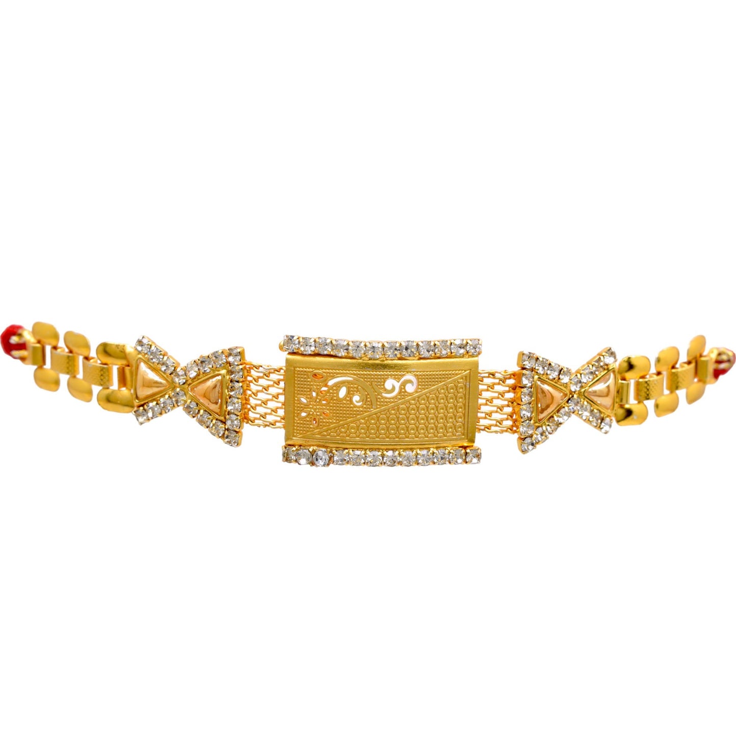 Brass A.D Combo Bracelate Rakhi set with Roli Chawal & Card| rakhi for brother and bhabhi  kids| rakhi set of 2 | resin rakhi