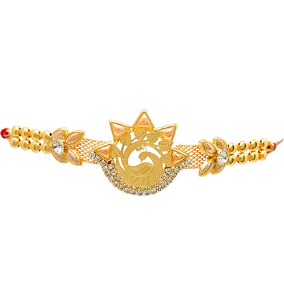 Brass Peacock A.D Combo Bracelate Rakhi set with Roli Chawal & Card| rakhi for brother and bhabhi  kids| rakhi set of 2 | resin rakhi