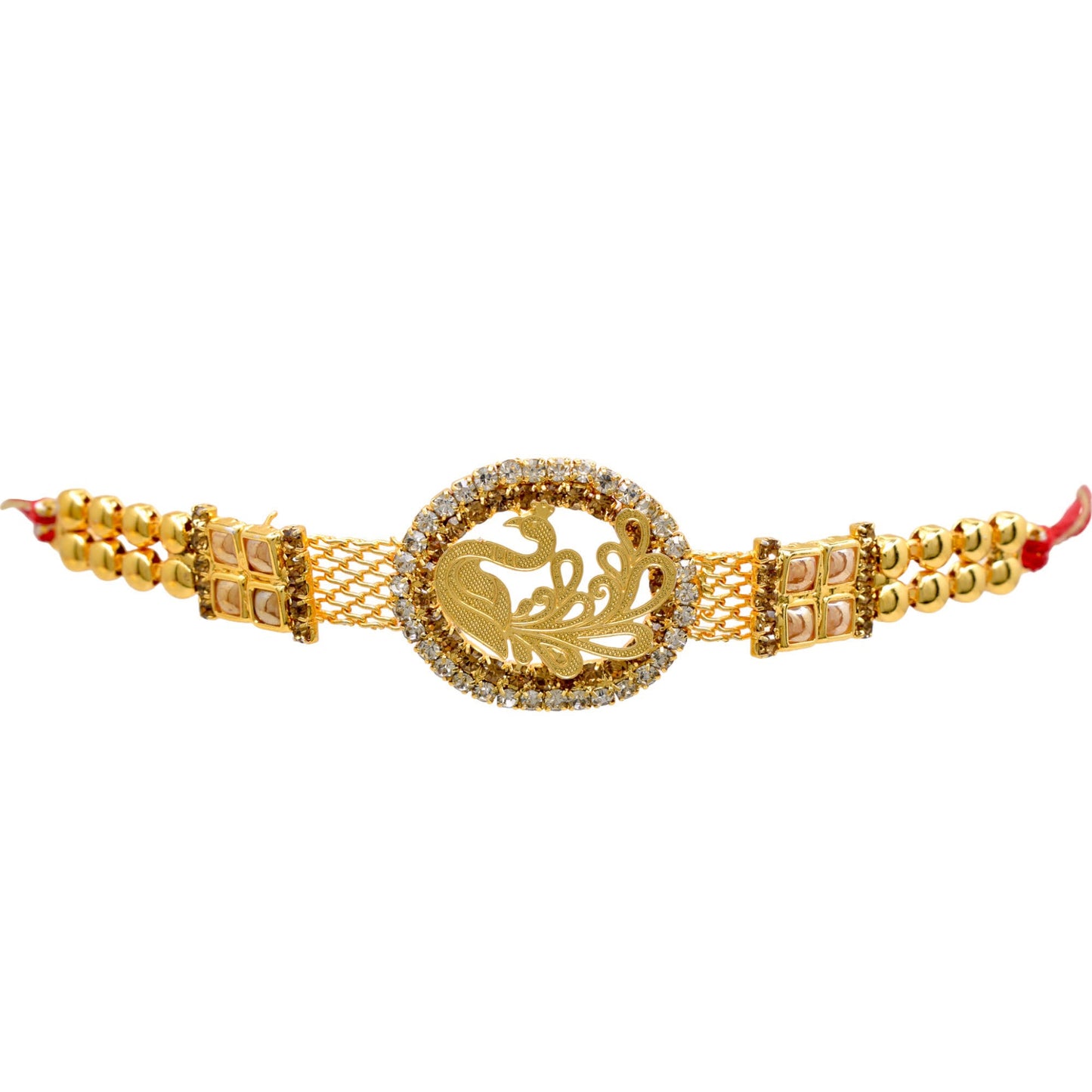 Brass Peacock A.D Combo Bracelate Rakhi set with Roli Chawal & Card| rakhi for brother and bhabhi  kids| rakhi set of 2 | resin rakhi