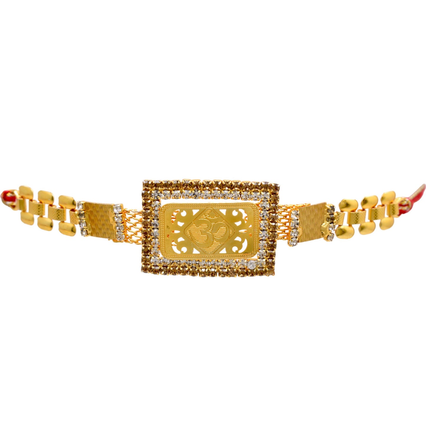 OM Rakhi Brass A.D Combo Bracelate Rakhi set with Roli Chawal & Card| rakhi for brother and bhabhi  kids| rakhi set of 2 | resin rakhi