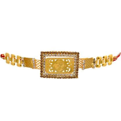 OM Rakhi Brass A.D Combo Bracelate Rakhi set with Roli Chawal & Card| rakhi for brother and bhabhi  kids| rakhi set of 2 | resin rakhi