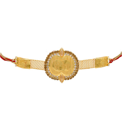 Rakhi Brass A.D Combo Bracelate Rakhi set with Roli Chawal & Card| rakhi for brother and bhabhi  kids| rakhi set of 2 | resin rakhi