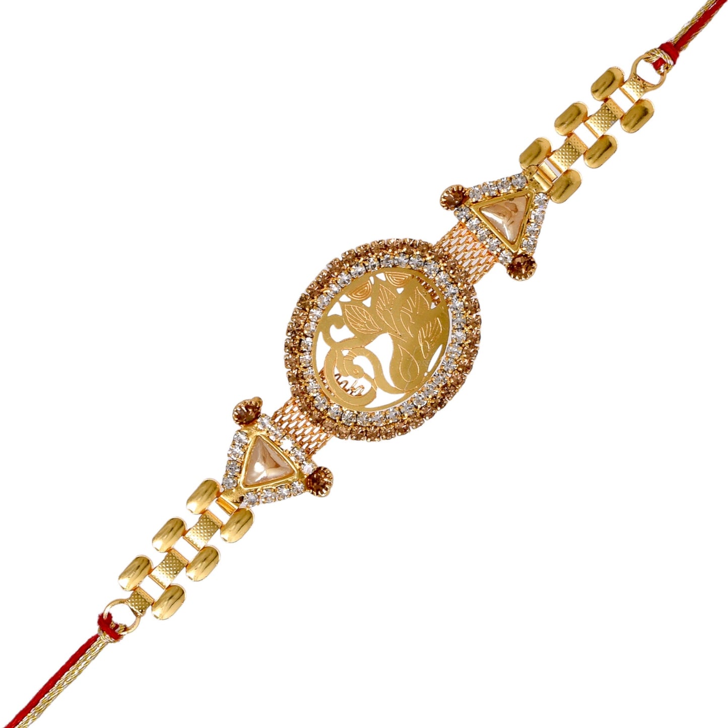 PEACOCK Rakhi Brass A.D Combo Bracelate Rakhi set with Roli Chawal & Card| rakhi for brother and bhabhi  kids| rakhi set of 2 | resin rakhi