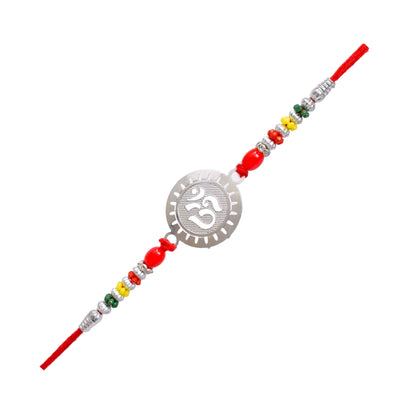 Silver Plating OM n SHIVA Combo Rakhi set with Roli Chawal & Card| rakhi for brother and bhabhi  kids| rakhi set of 2 | resin rakhi