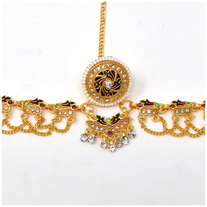 Elegant Gold Mathapatti - Traditional Indian Head Ornament for Weddings & Special Occasions