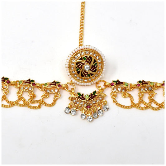 Elegant Gold Mathapatti - Traditional Indian Head Ornament for Weddings & Special Occasions