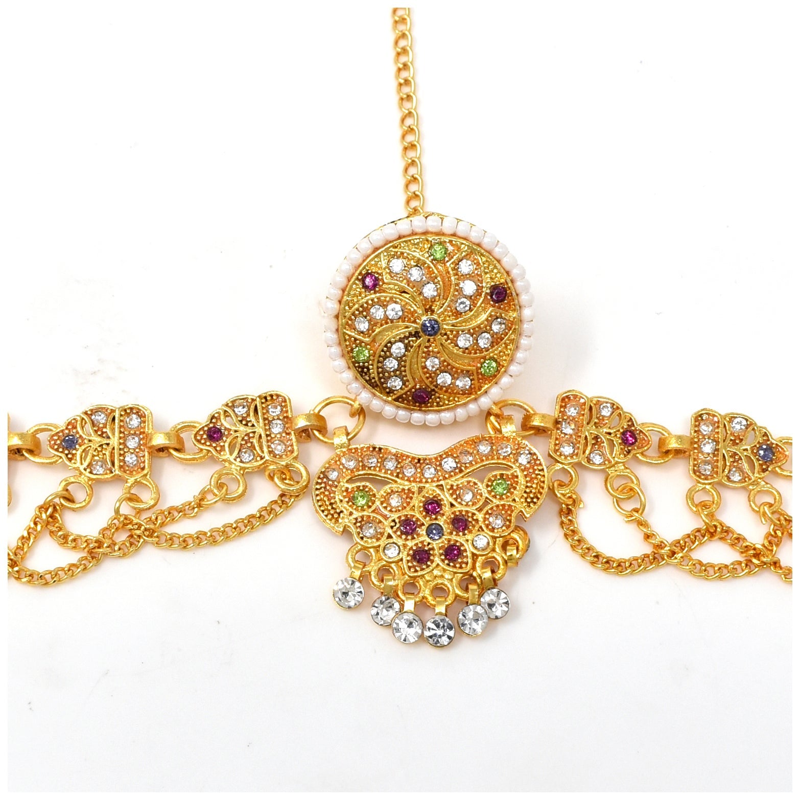 Elegant Gold Mathapatti - Traditional Indian Head Ornament for Weddings & Special Occasions