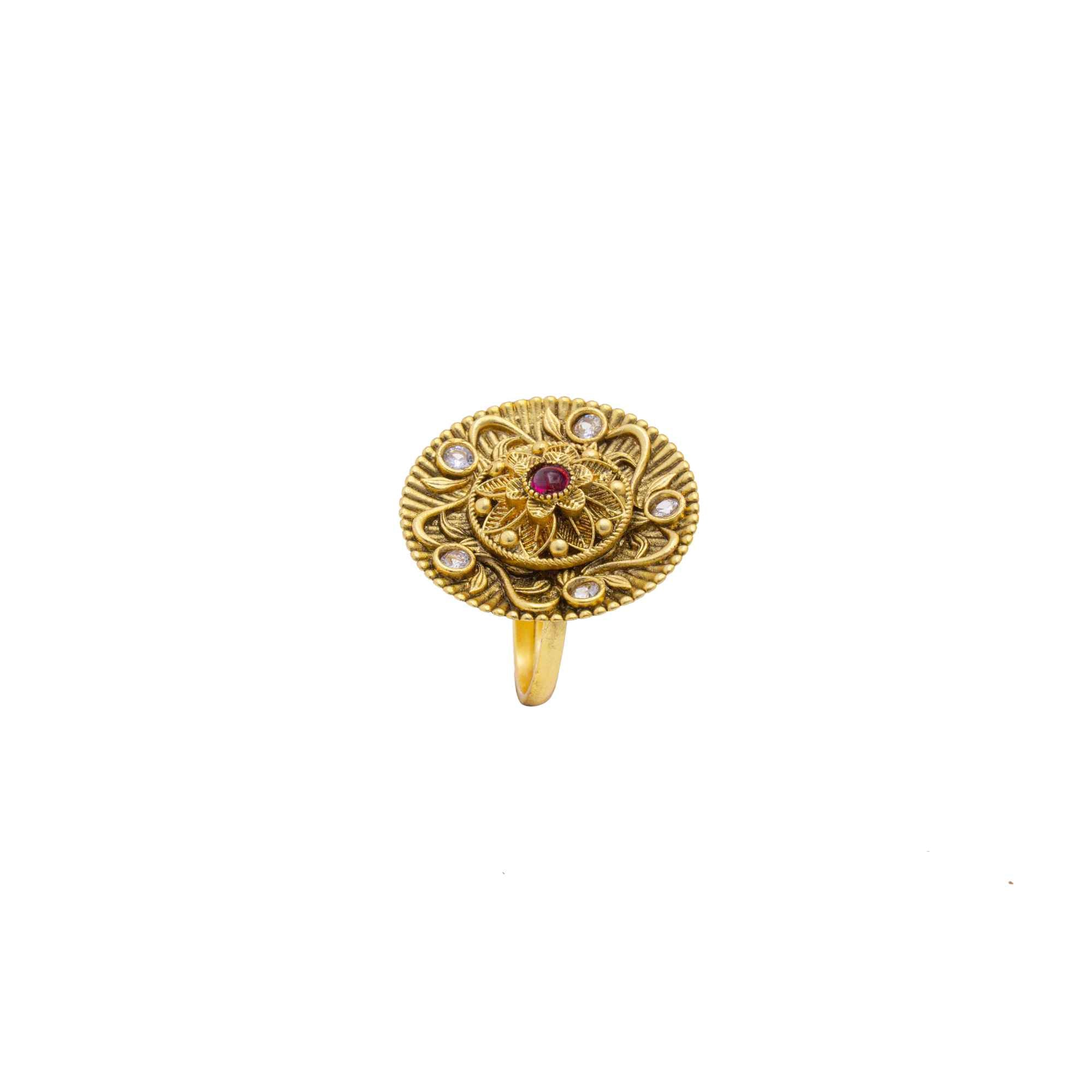 Brass High Gold Rajwadi Ring - Jewellery By Nikita