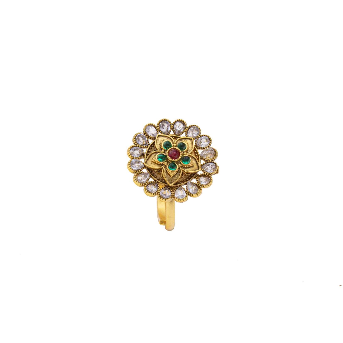 Rajwadi Matte Finish Gold plated Big Ring