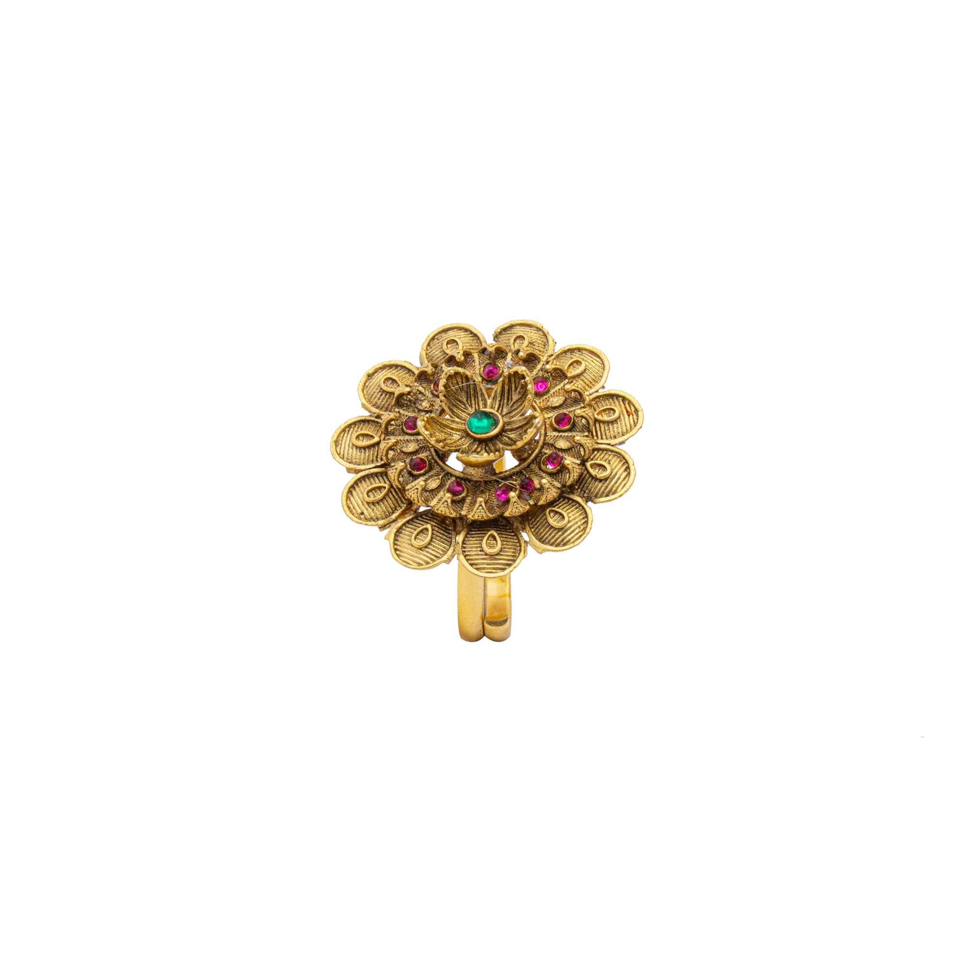 Rajwadi Matte Finish Gold plated Big Ring