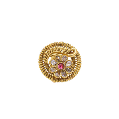 Rajwadi Matte Finish Gold plated Big Ring