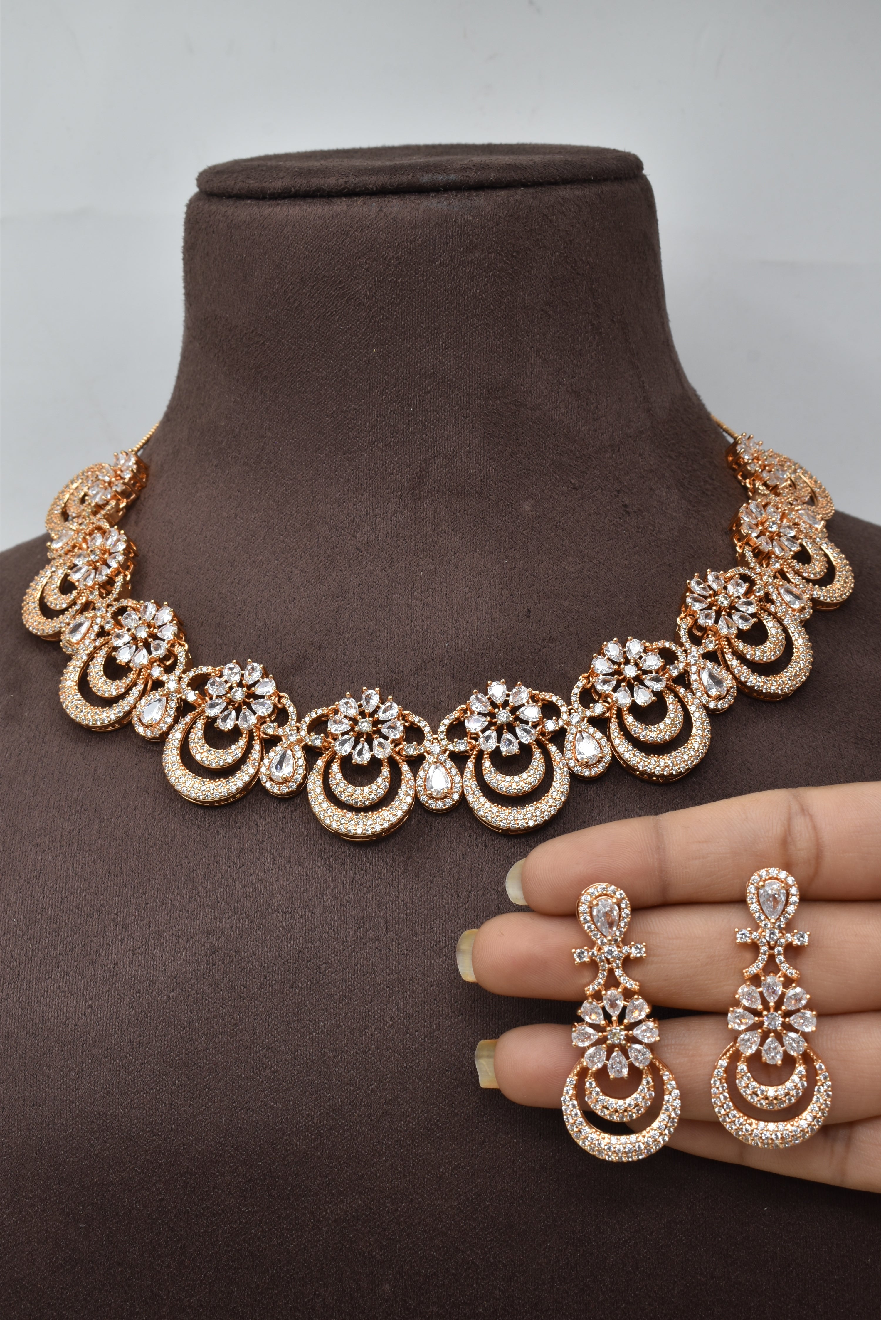 Rose Gold Plated Traditional Fancy necklace set for women n Girls -5