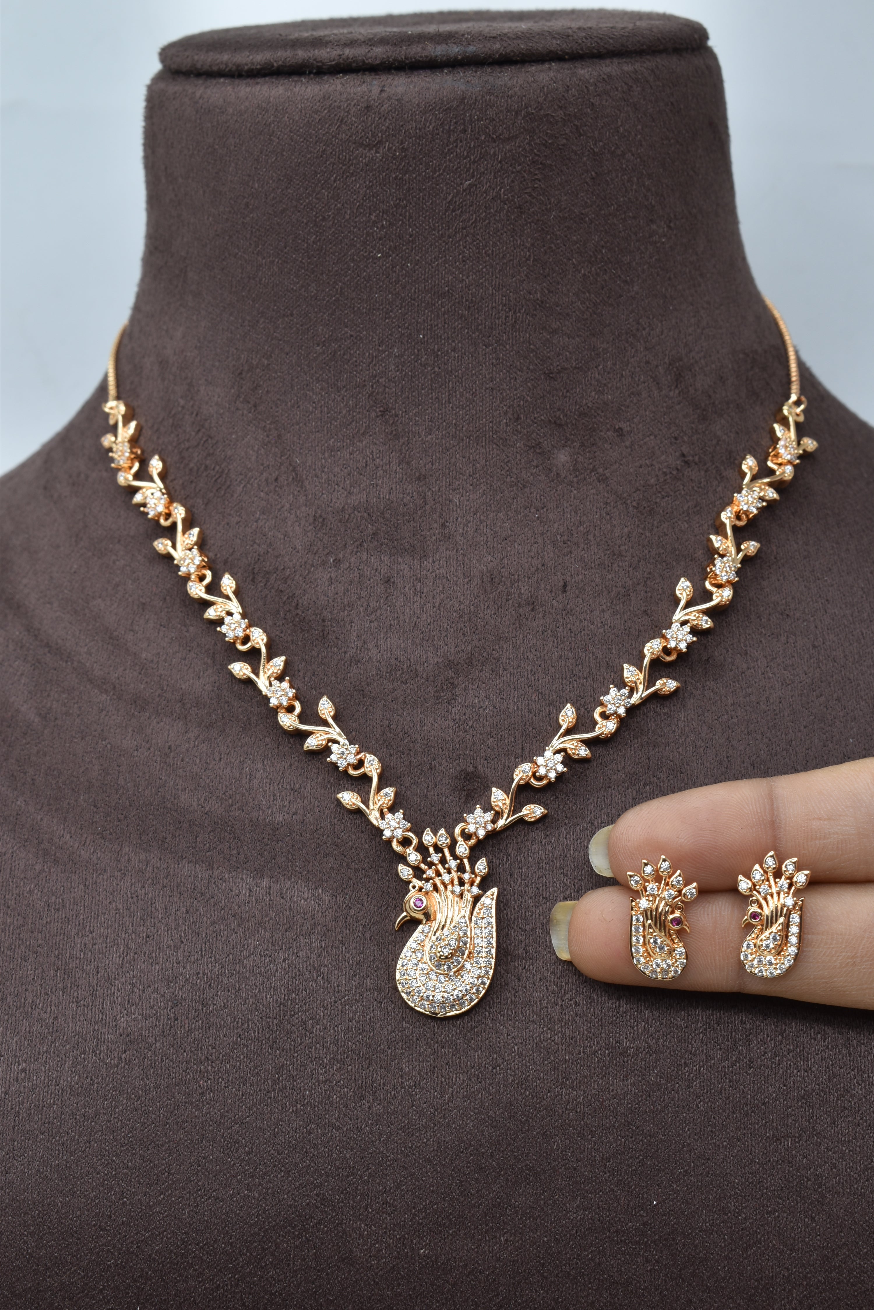 Rose Gold Plated Traditional Fancy necklace set for women n Girls -8