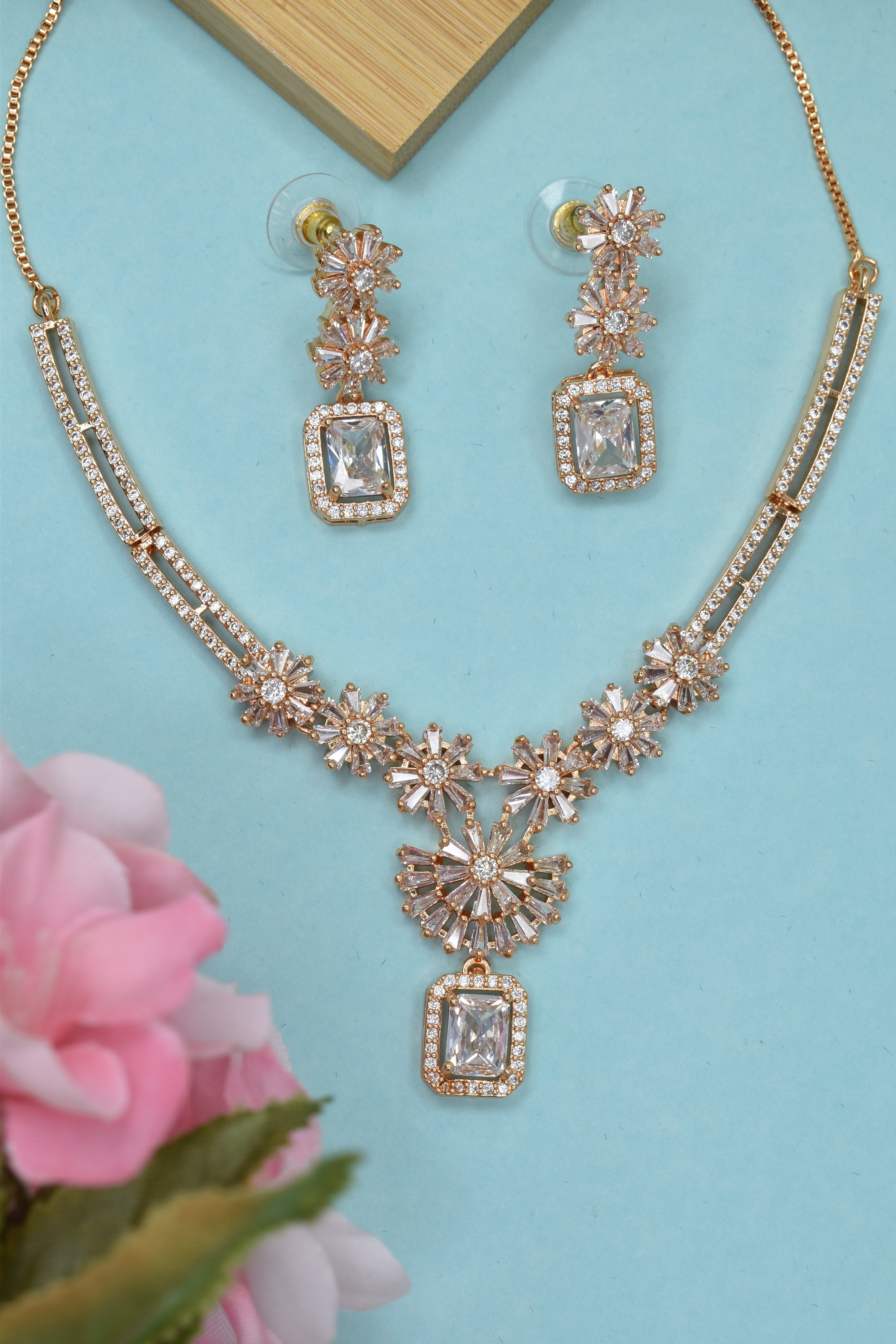 Rose Gold Plated Traditional Fancy necklace set for women n Girls -1