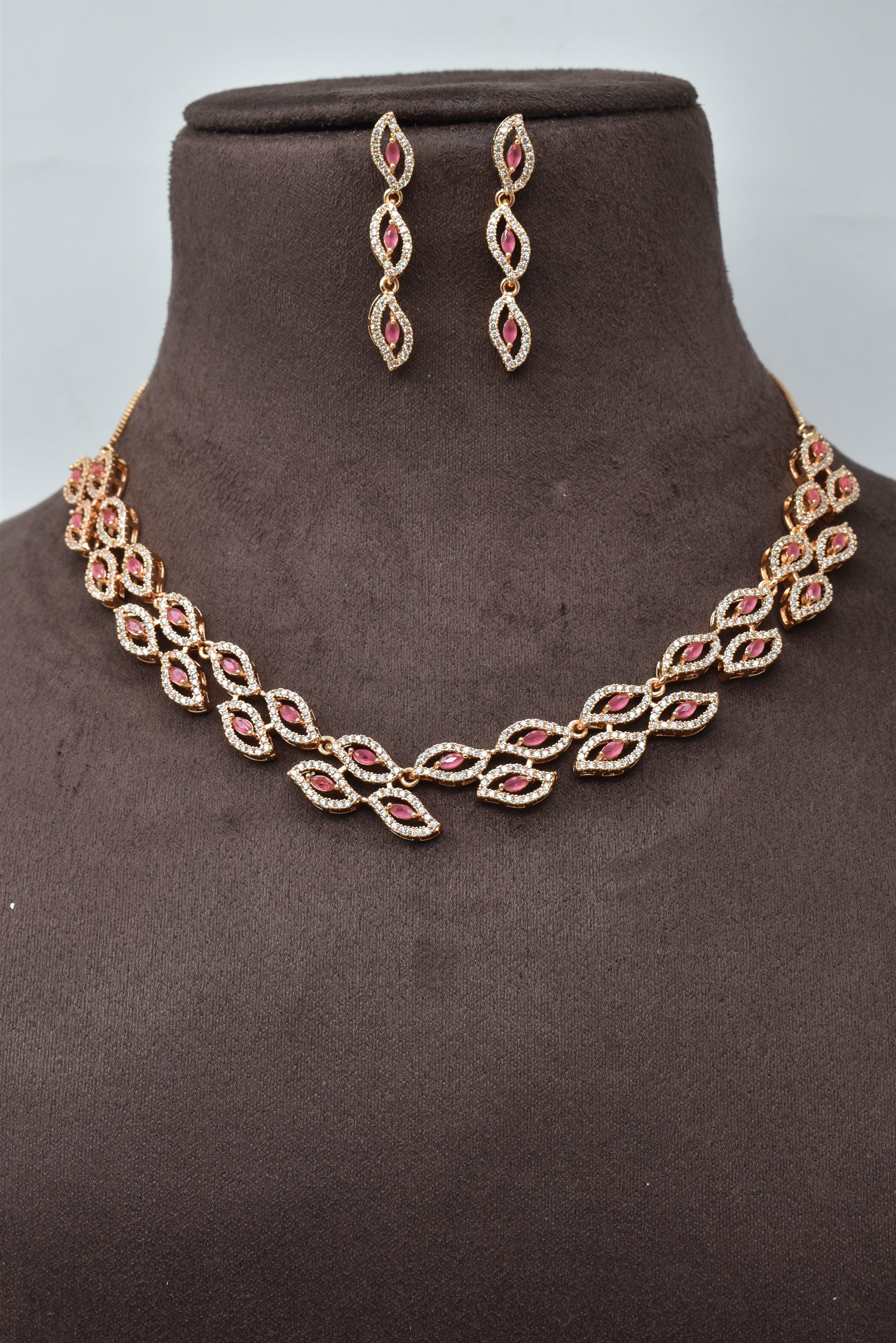 Rose Gold Plated Traditional Fancy necklace set for women n Girls -12
