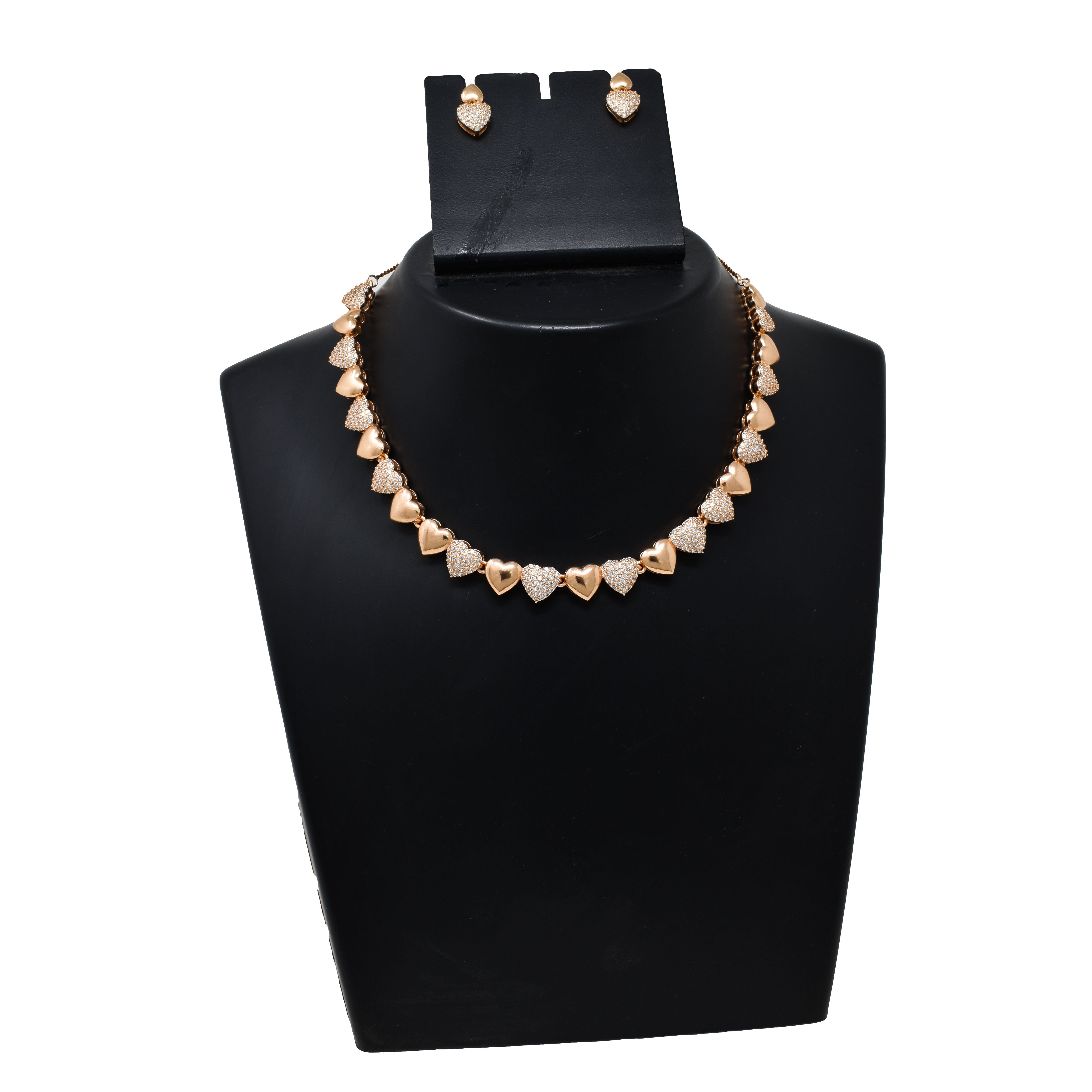 American Diamond embedded Rose Gold plated heavy DC Set for Women