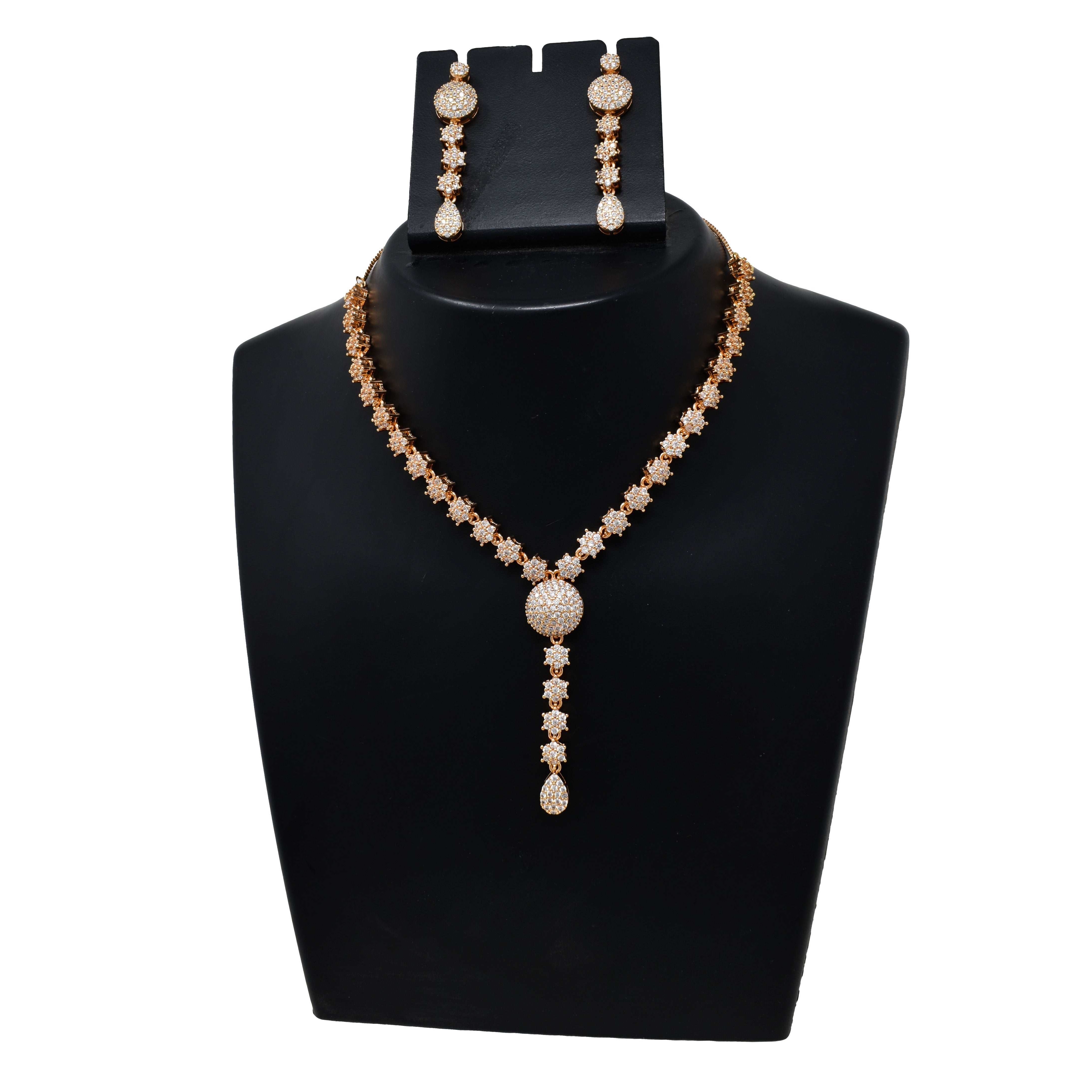American Diamond embedded Rose Gold plated heavy DC Set for Women