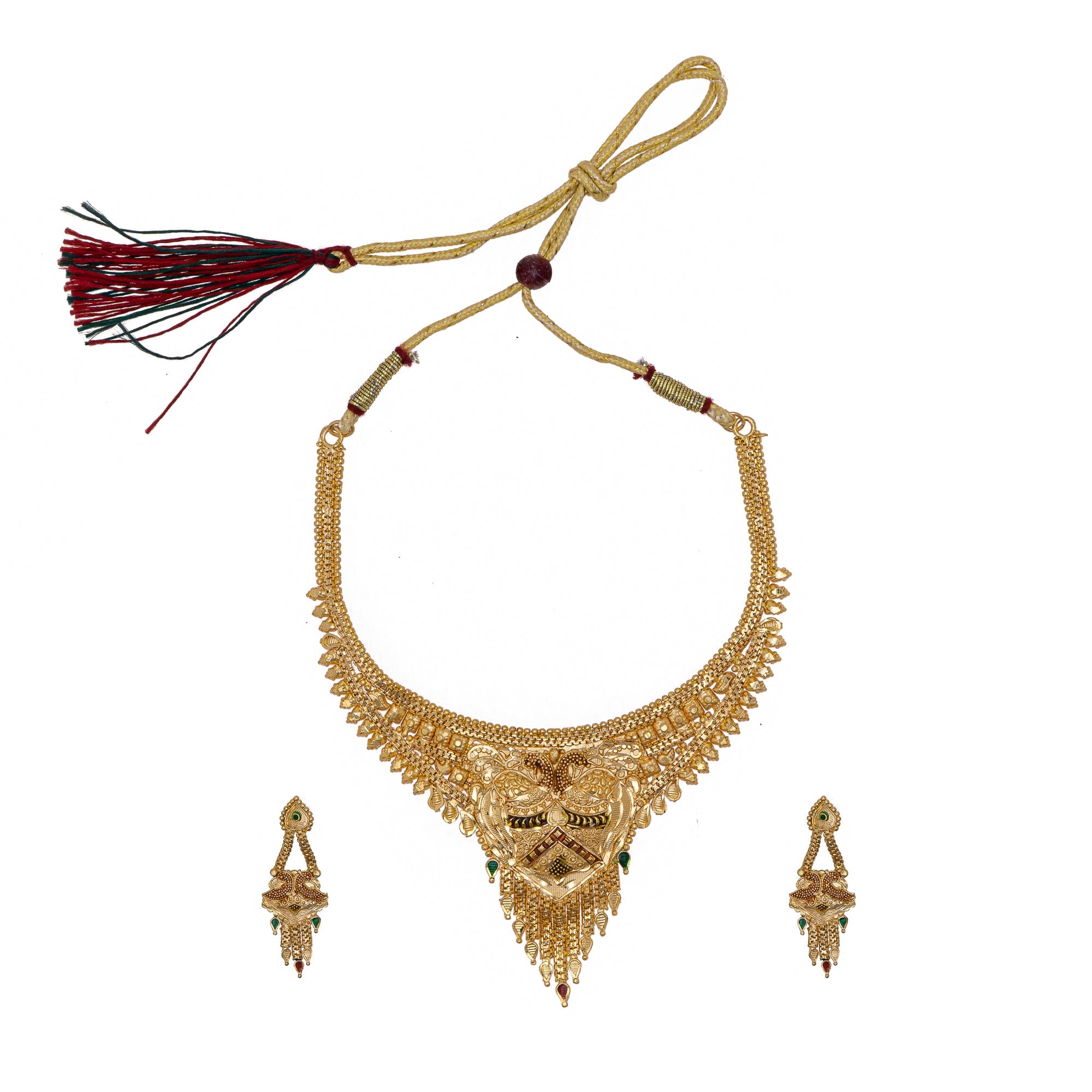 Antique design Minakari work plain Golden set neckpiece