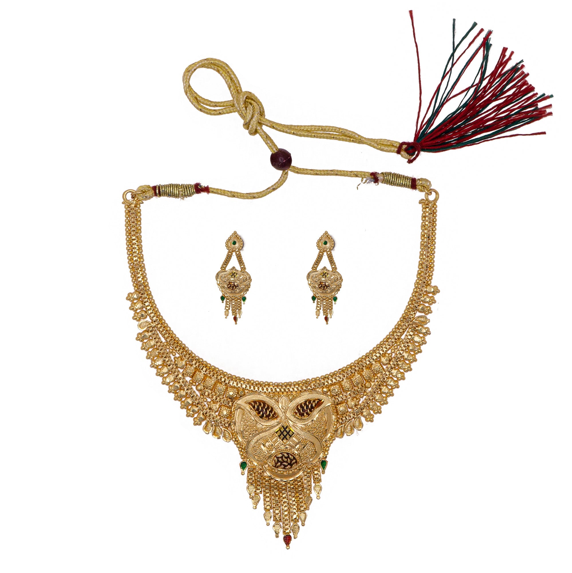 Antique design Minakari work plain Golden set neckpiece
