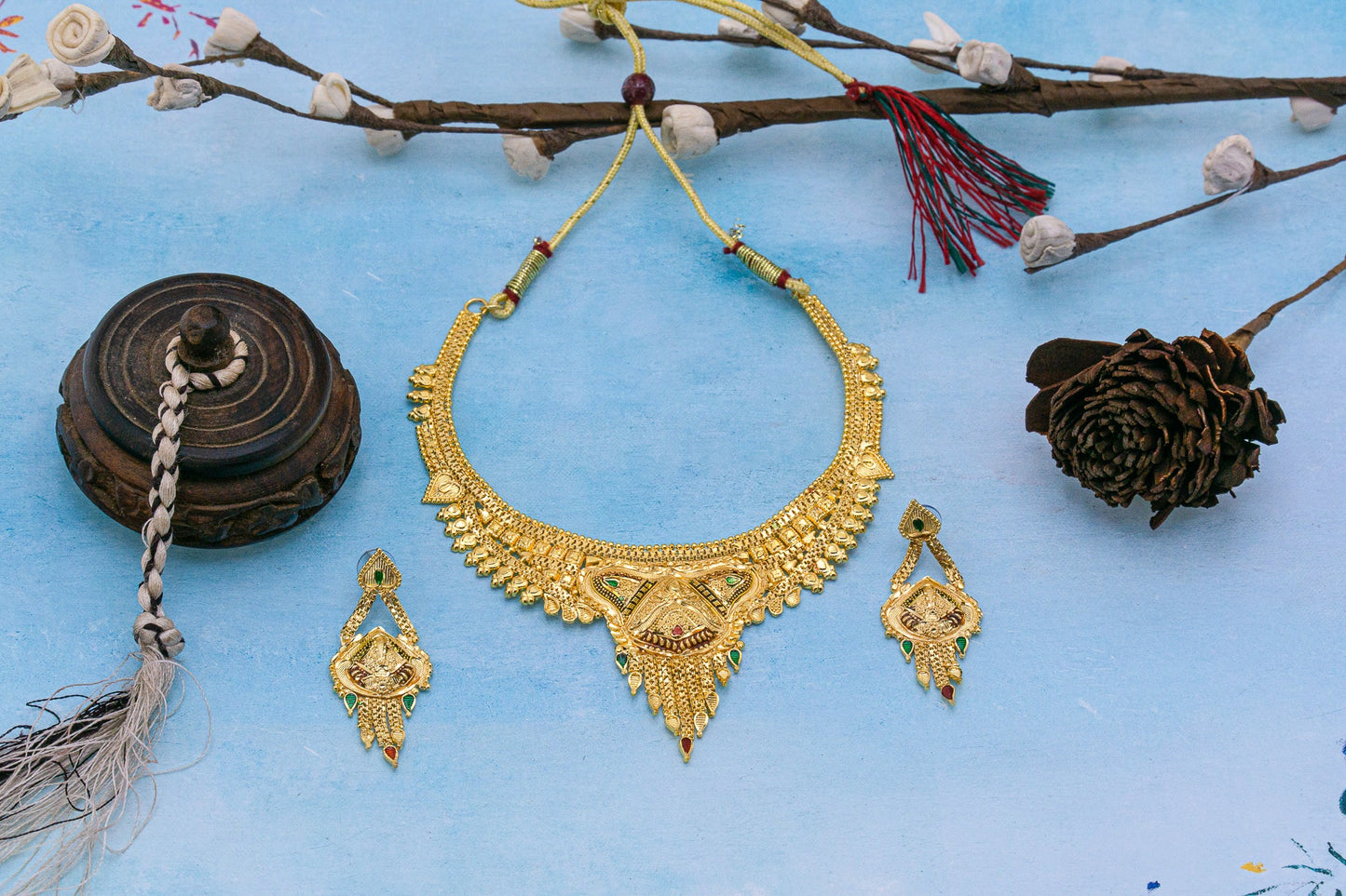 Antique design Minakari work plain Golden set neckpiece