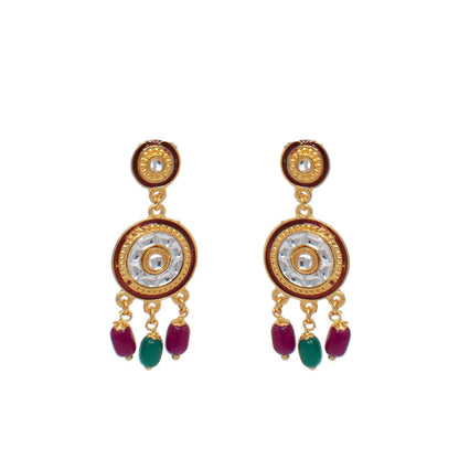 Kundan Studded Pearl Necklace Set with Earring