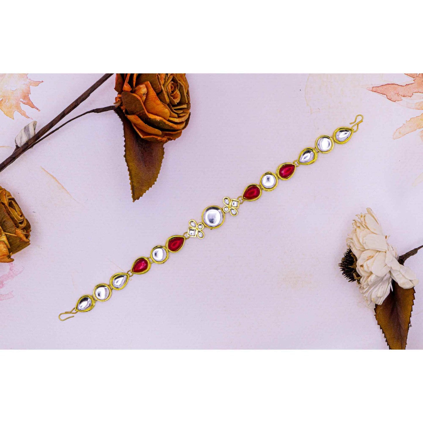 Ethnic Shishfool Rajasthani Mathapatti Kundan Pearl For Women