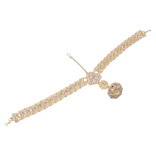 Elegant Gold Mathapatti - Traditional Indian Head Ornament for Weddings & Special Occasions