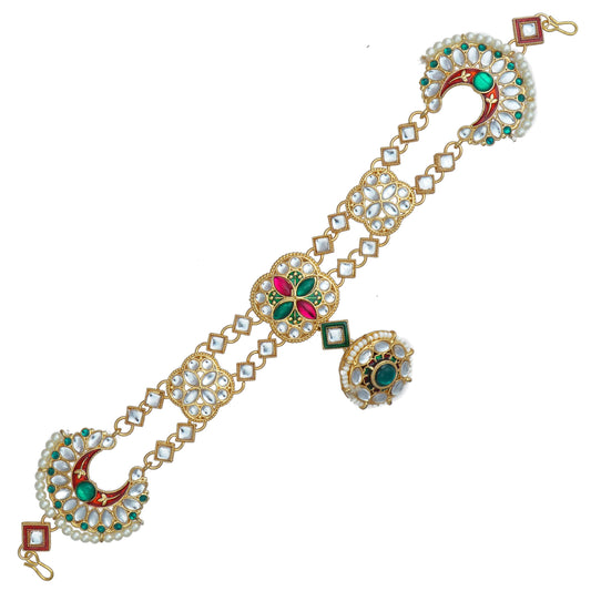 Ethnic Shishful Rajasthani Mathapatti Kundan Pearl For Women