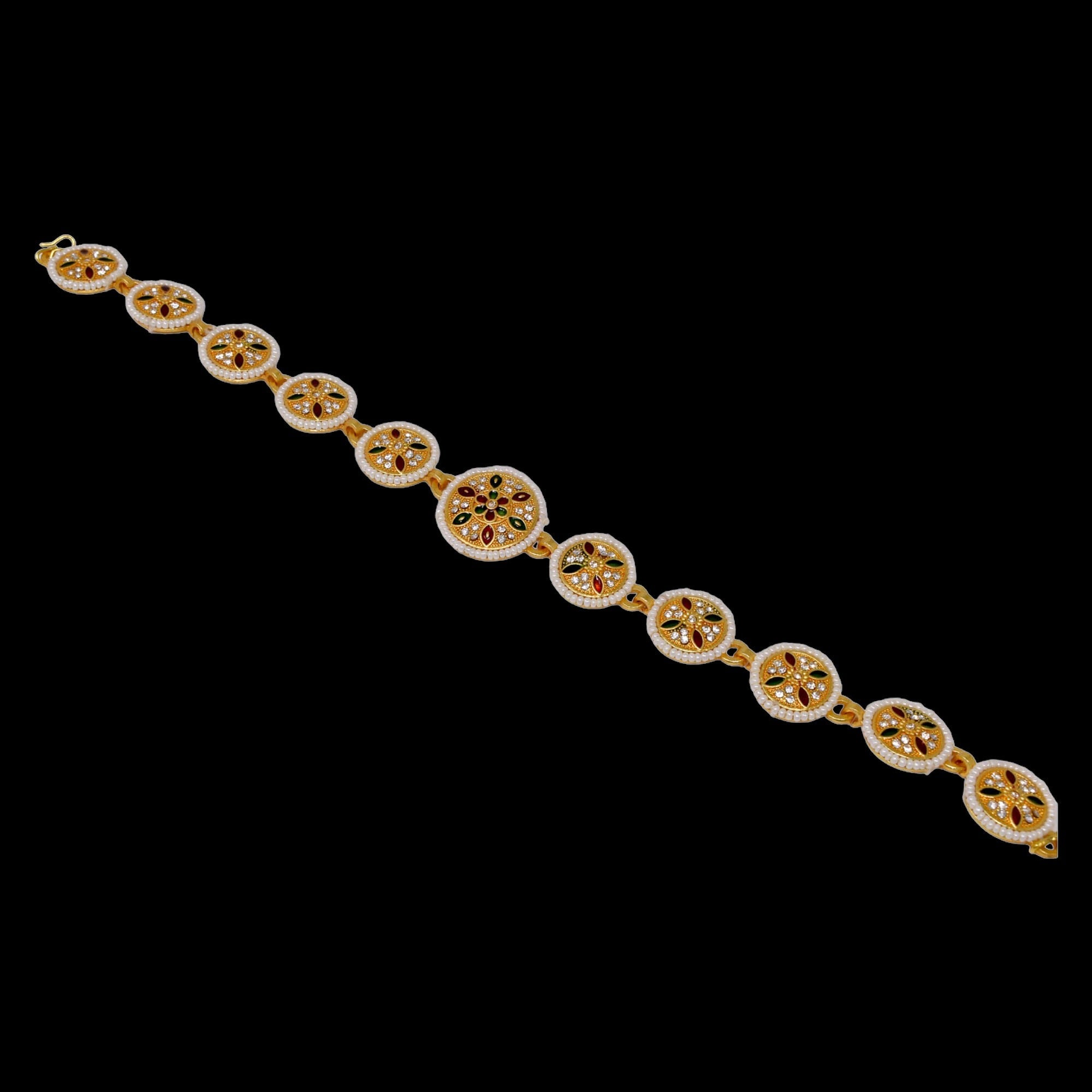 Traditional Indian Mathapatti - Gold Plated with Gemstones for Weddings & Special Occasions