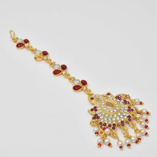 Rajputi Borla Mangtikka studded with Pearl Stone for women