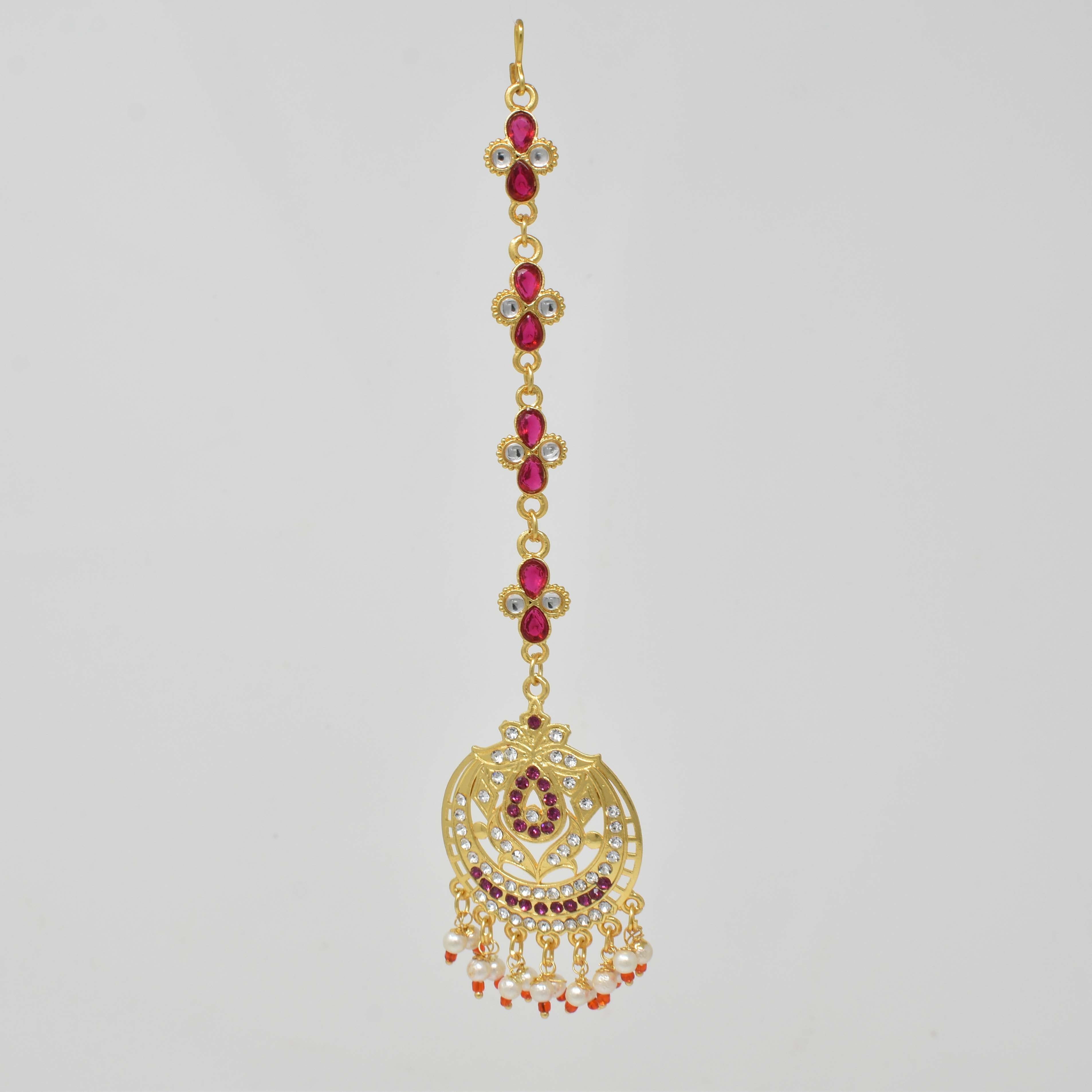 Rajputi Borla Mangtikka studded with Pearl Stone for women