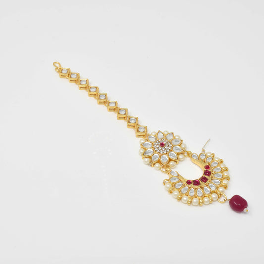 Rajputi Borla Mangtikka studded with Pearl Stone for women