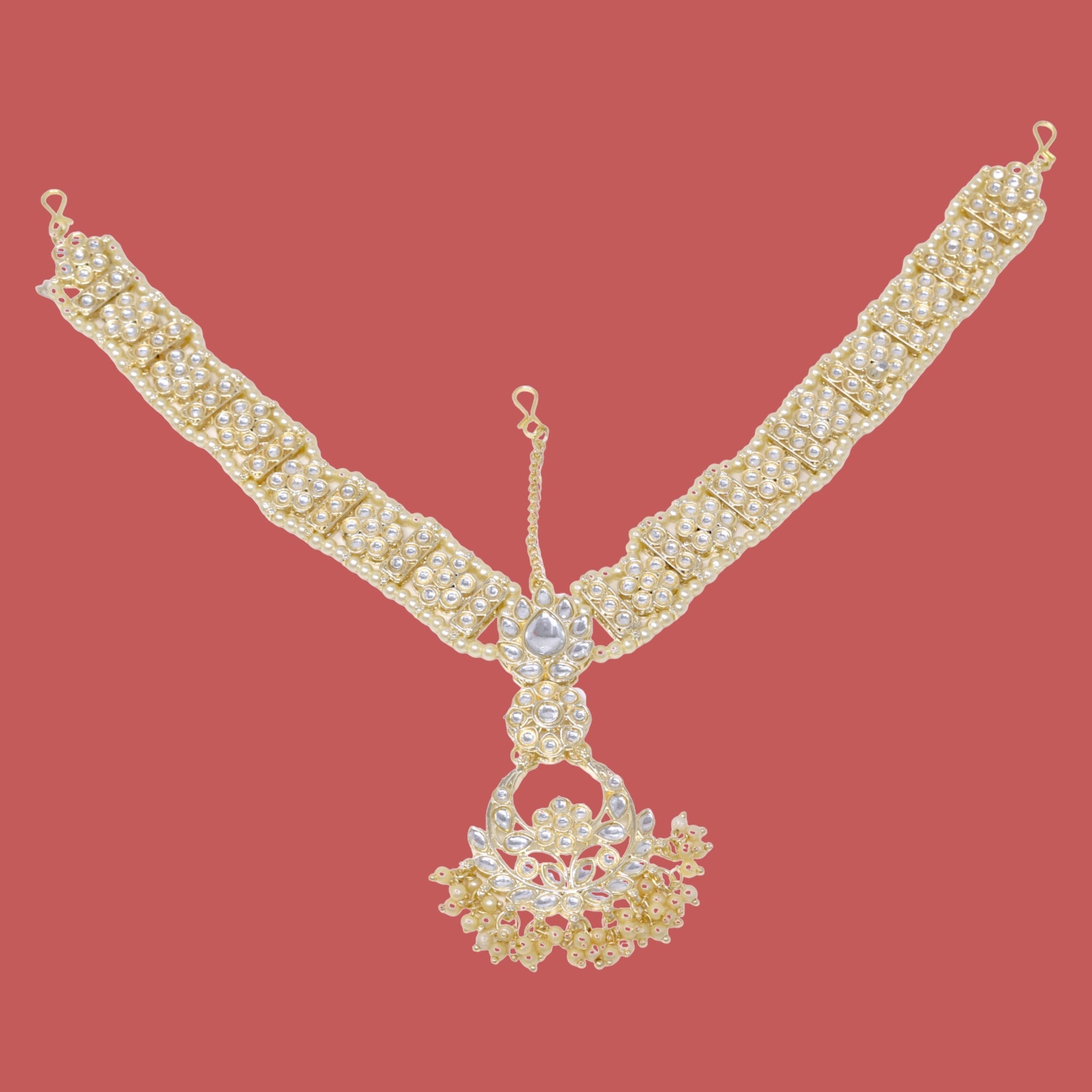 Gold Plated Mathapatti - Traditional Indian Head Ornament for Women - Wedding & Special Occasions