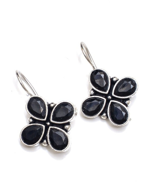 Four stone hoop earring Quartz Brass Hoop Earring