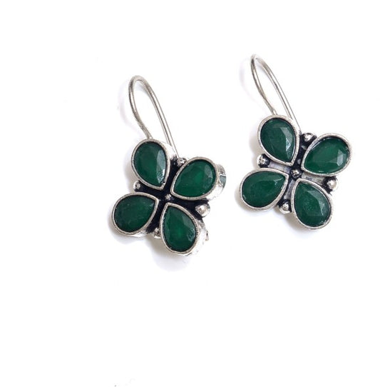 Four stone hoop earring Quartz Brass Hoop Earring